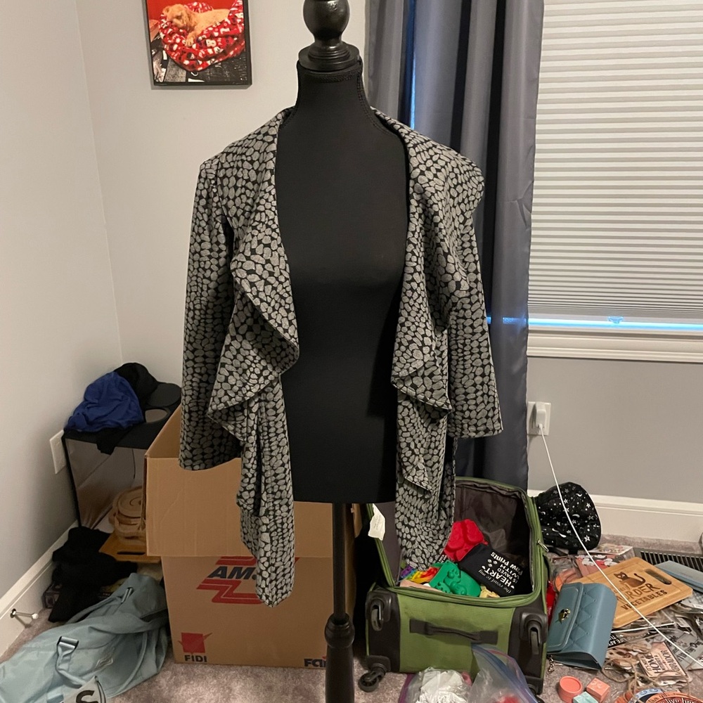 Calvin Klein Gray Cape with Waterfall Collar
